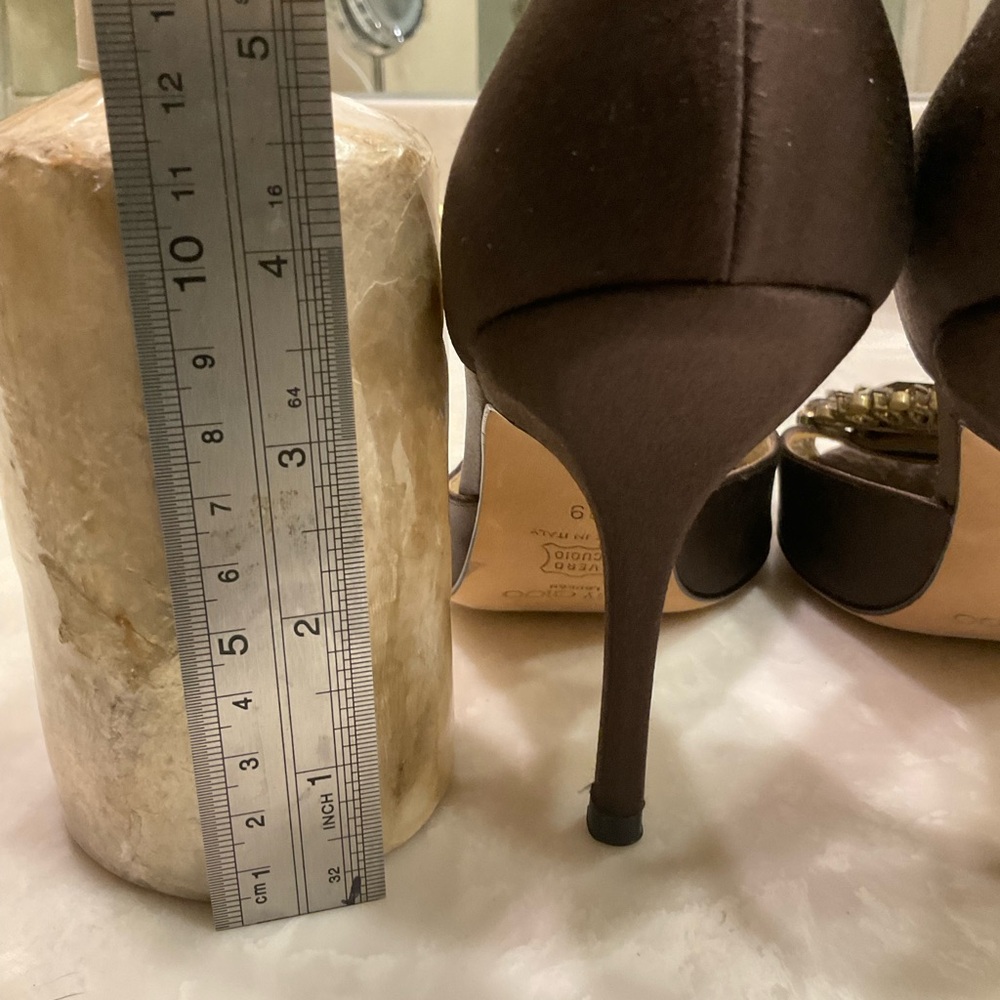 Jimmy Choo Bejeweled Brown Satin Pumps, Vintage, Excellent Condition, Sz 8.5/39 - Picture 16 of 16